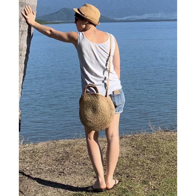 Vegan Friendly "Geena" Round Jute Fashion Bag