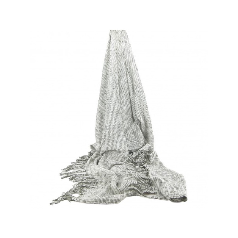 Taupe/White Handloom Cotton Woven Throw