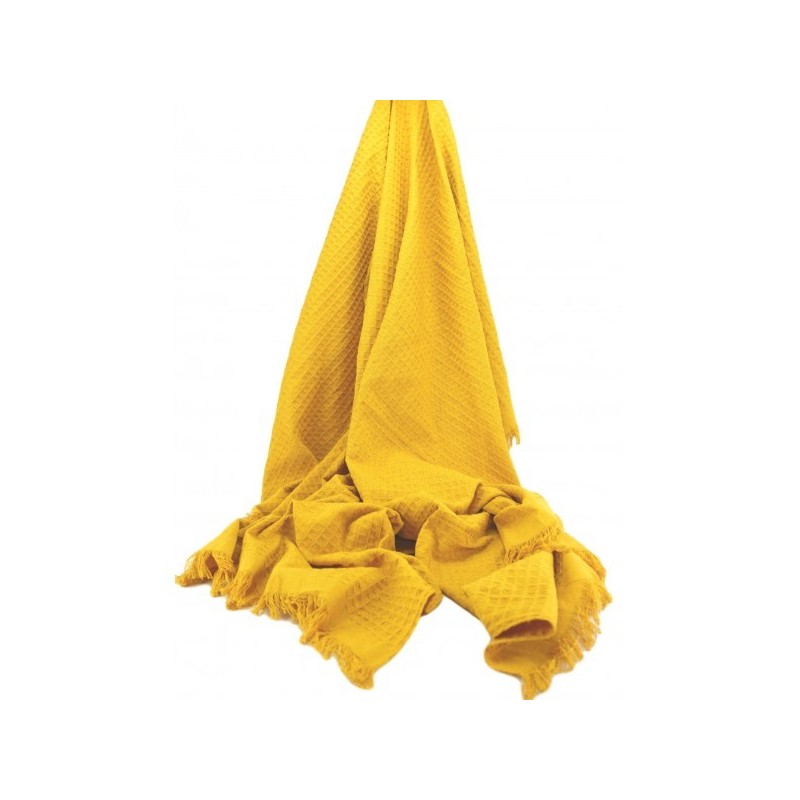 Cotton Waffle Throw in Mustard