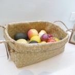 Vegan Friendly Flat Seagrass Baskets with Handles Set of 2