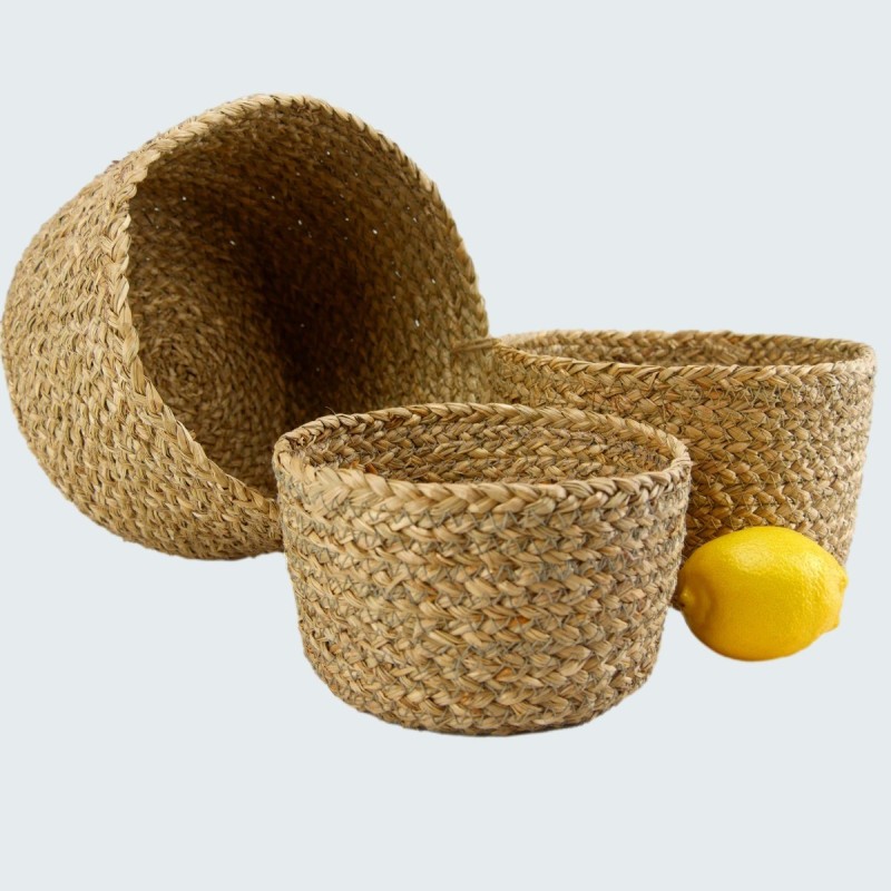 Vegan Friendly Small Seagrass Planter Baskets in a Set of 3
