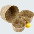 Vegan Friendly Small Seagrass Planter Baskets in a Set of 3