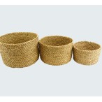 Vegan Friendly Small Seagrass Planter Baskets in a Set of 3