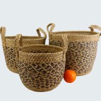 Vegan Friendly Medium Round Seagrass Baskets Set of 3