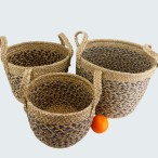 Vegan Friendly Medium Round Seagrass Baskets Set of 3