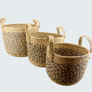 Vegan Friendly Medium Round Seagrass Baskets Set of 3