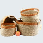 "NEW" Vegan Friendly Large Round Seagrass Baskets Set of 4