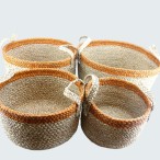"NEW" Vegan Friendly Large Round Seagrass Baskets Set of 4