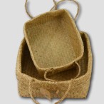 Vegan Friendly Flat Seagrass Baskets with Handles Set of 2