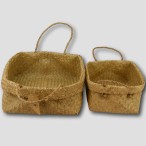Vegan Friendly Flat Seagrass Baskets with Handles Set of 2