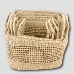 Vegan Friendly Seagrass Open Weave Square Baskets in a Set of 5