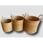 Vegan Friendly Seagrass Cylinder Seagrass Baskets in a Set of 3