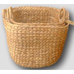 Vegan Friendly Water Hyacinth Natural Square Storage Baskets in a Set of 3
