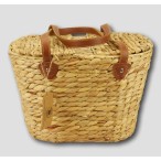 Water Hyacinth Picnic Basket with Faux Leather Handles