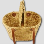 Water Hyacinth Picnic Basket with Faux Leather Handles