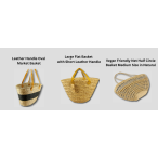 BUNDLE 2 - Eco-Friendly Basket Bundle – Leather Handle Oval, Flat Seagrass & Vegan Net Bag