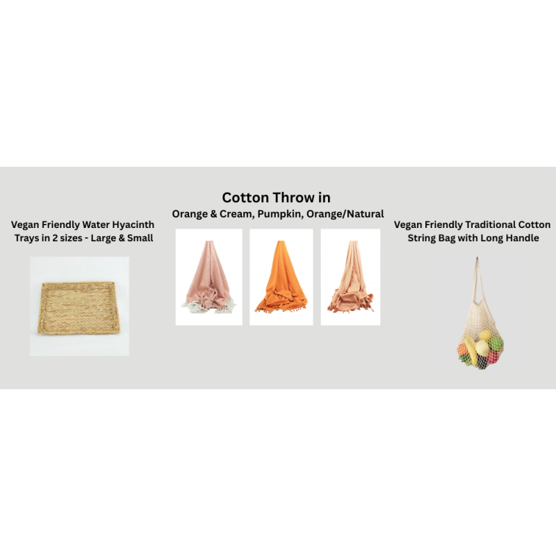 BUNDLE 5 - Eco Home & Market Bundle – Water Hyacinth Trays, Cotton Throws & String Bag