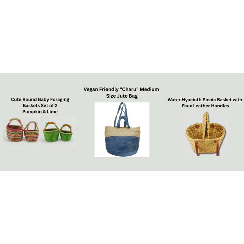 BUNDLE 6 - Eco Picnic & Everyday Basket Bundle – Baby Foraging, Hyacinth Picnic & Jute Bag